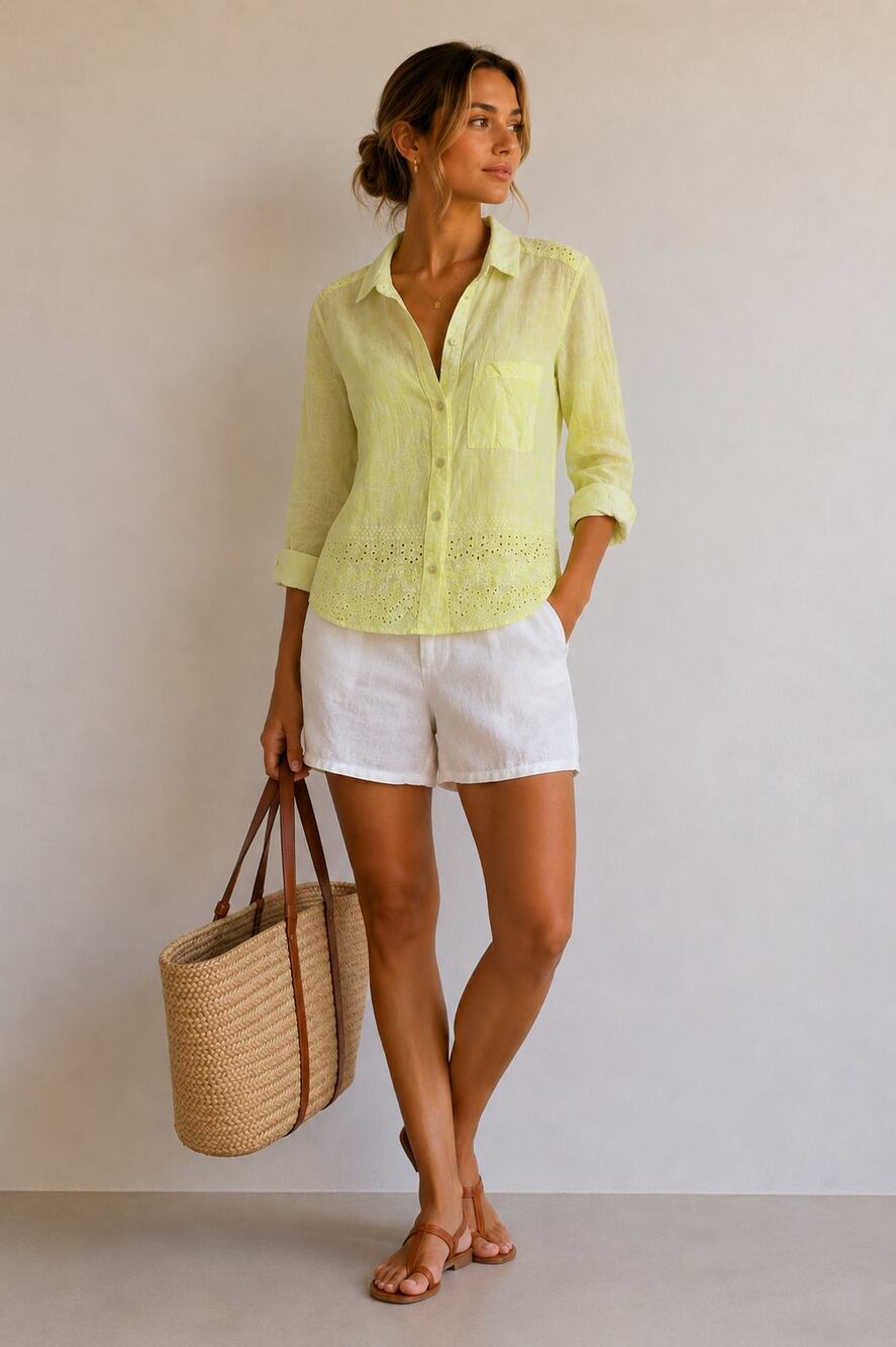 Pilcro & The Letterpress Yellow Tie Dye Eyelet Long Sleeve Button Down Shirt XS